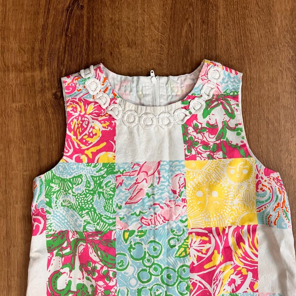 Lilly Pulitzer Patchwork Girls Colorful Shift Dress Sz 10 - Picture 2 of 9